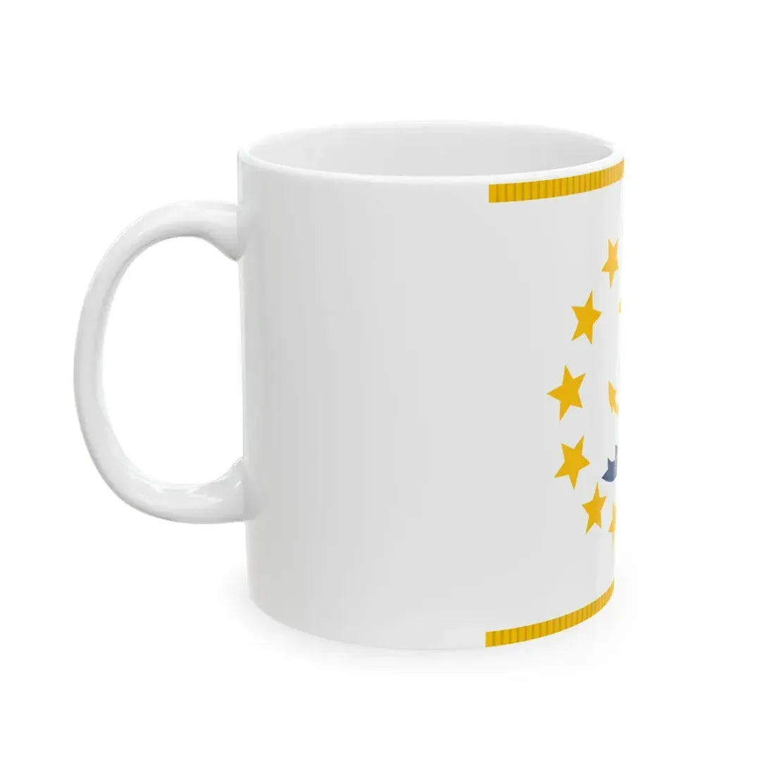 Flag of Rhode Island with fringe (United States) White Coffee Mug - Go Mug Yourself