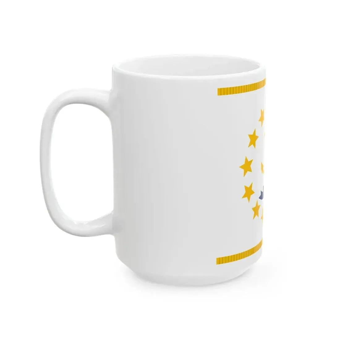 Flag of Rhode Island with fringe (United States) White Coffee Mug - Go Mug Yourself