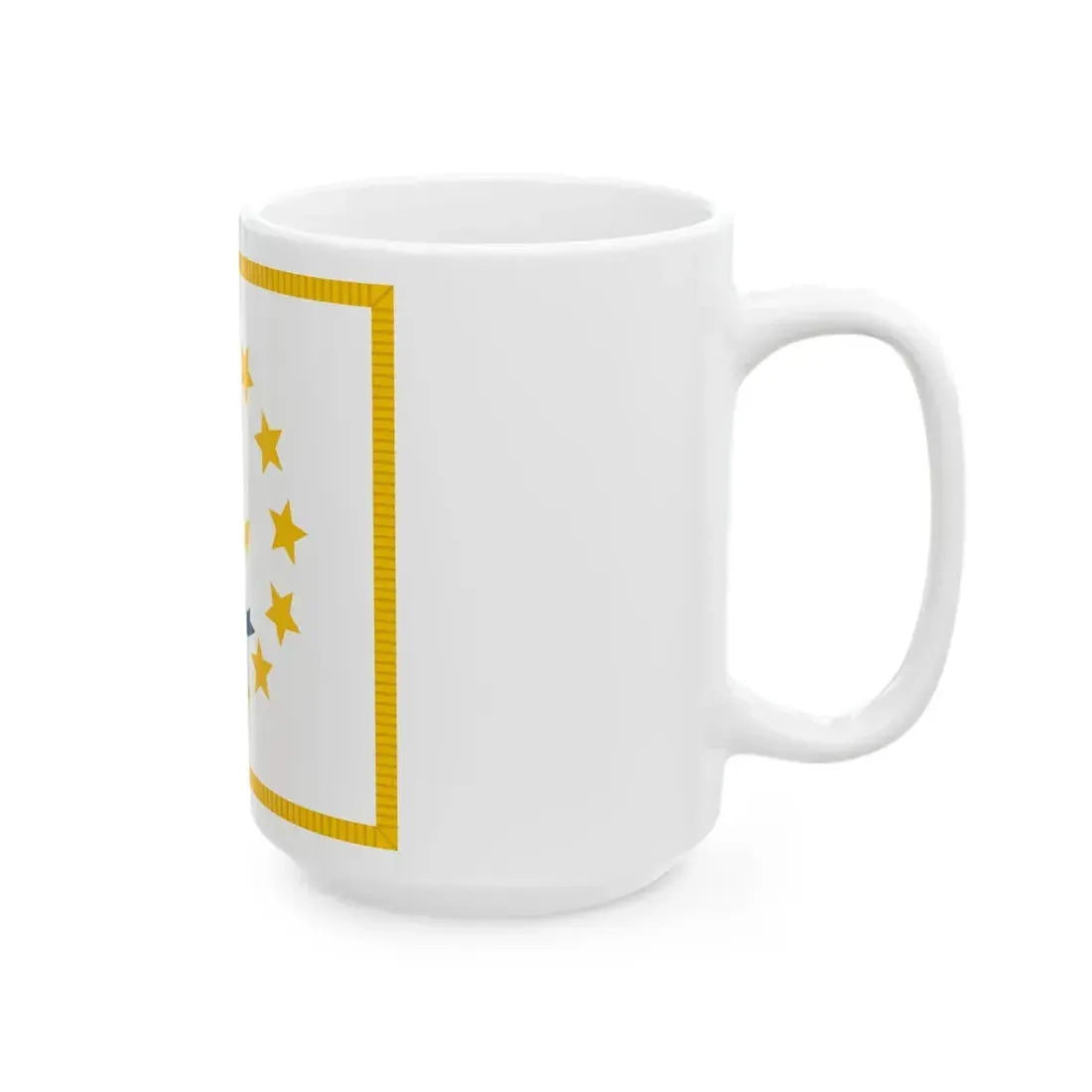 Flag of Rhode Island with fringe (United States) White Coffee Mug - Go Mug Yourself
