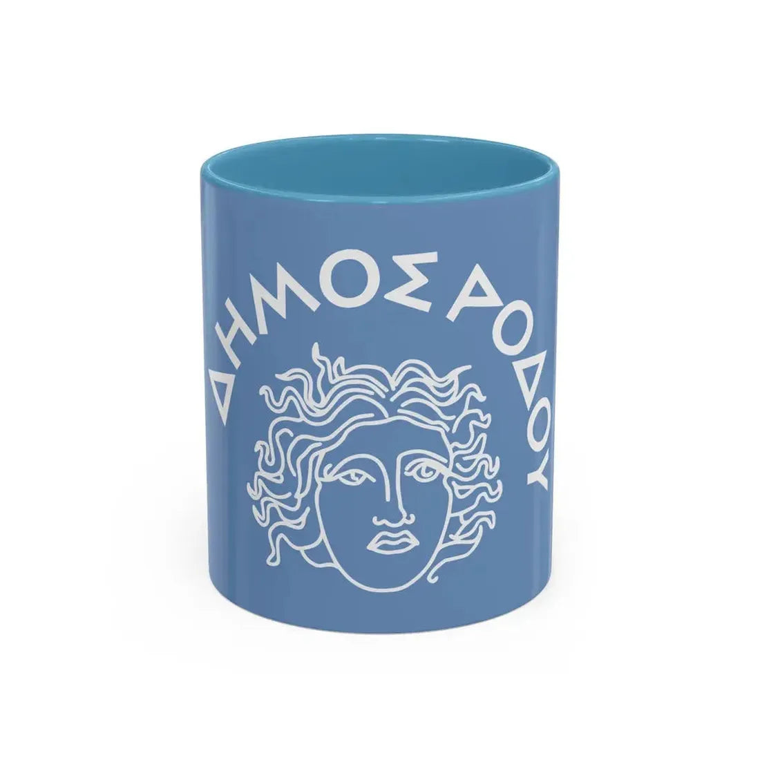Flag of Rhodes Island Greece - Accent Coffee Mug 11oz Light Blue - Go Mug Yourself