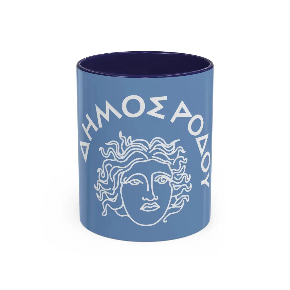 Flag of Rhodes Island Greece - Accent Coffee Mug 11oz Navy - Go Mug Yourself