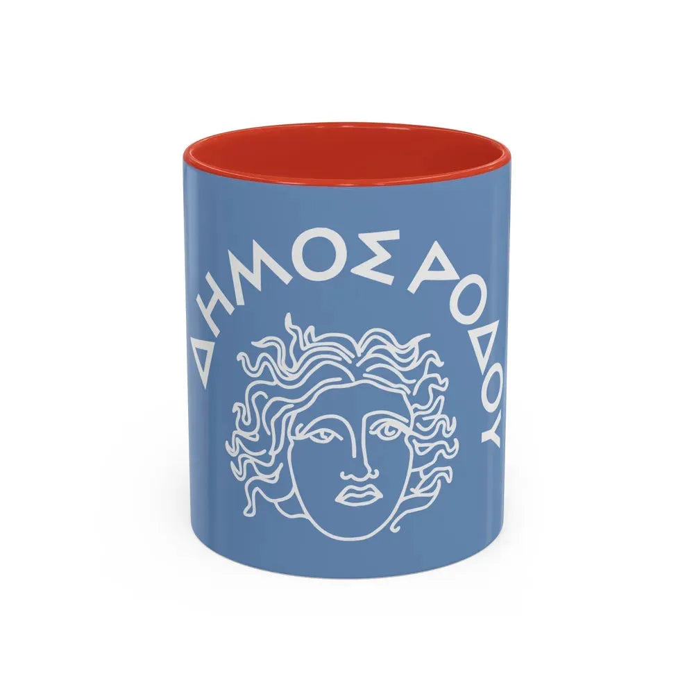 Flag of Rhodes Island Greece - Accent Coffee Mug 11oz Red - Go Mug Yourself