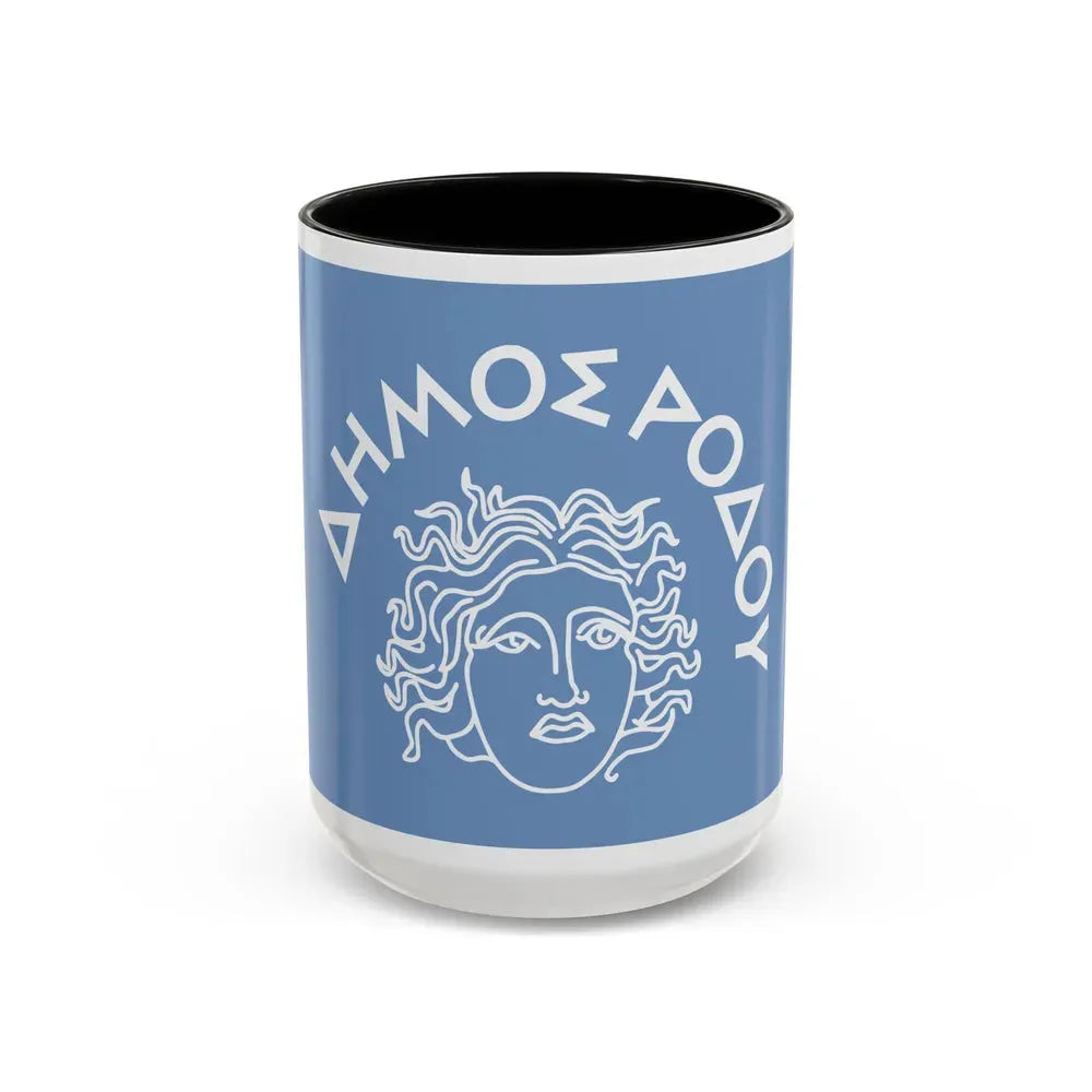 Flag of Rhodes Island Greece - Accent Coffee Mug 15oz Black - Go Mug Yourself