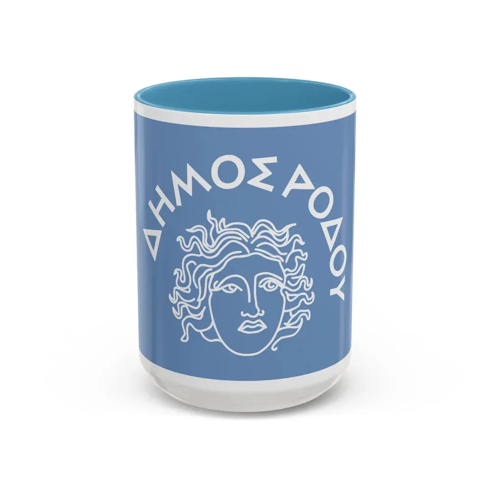 Flag of Rhodes Island Greece - Accent Coffee Mug 15oz Light Blue - Go Mug Yourself