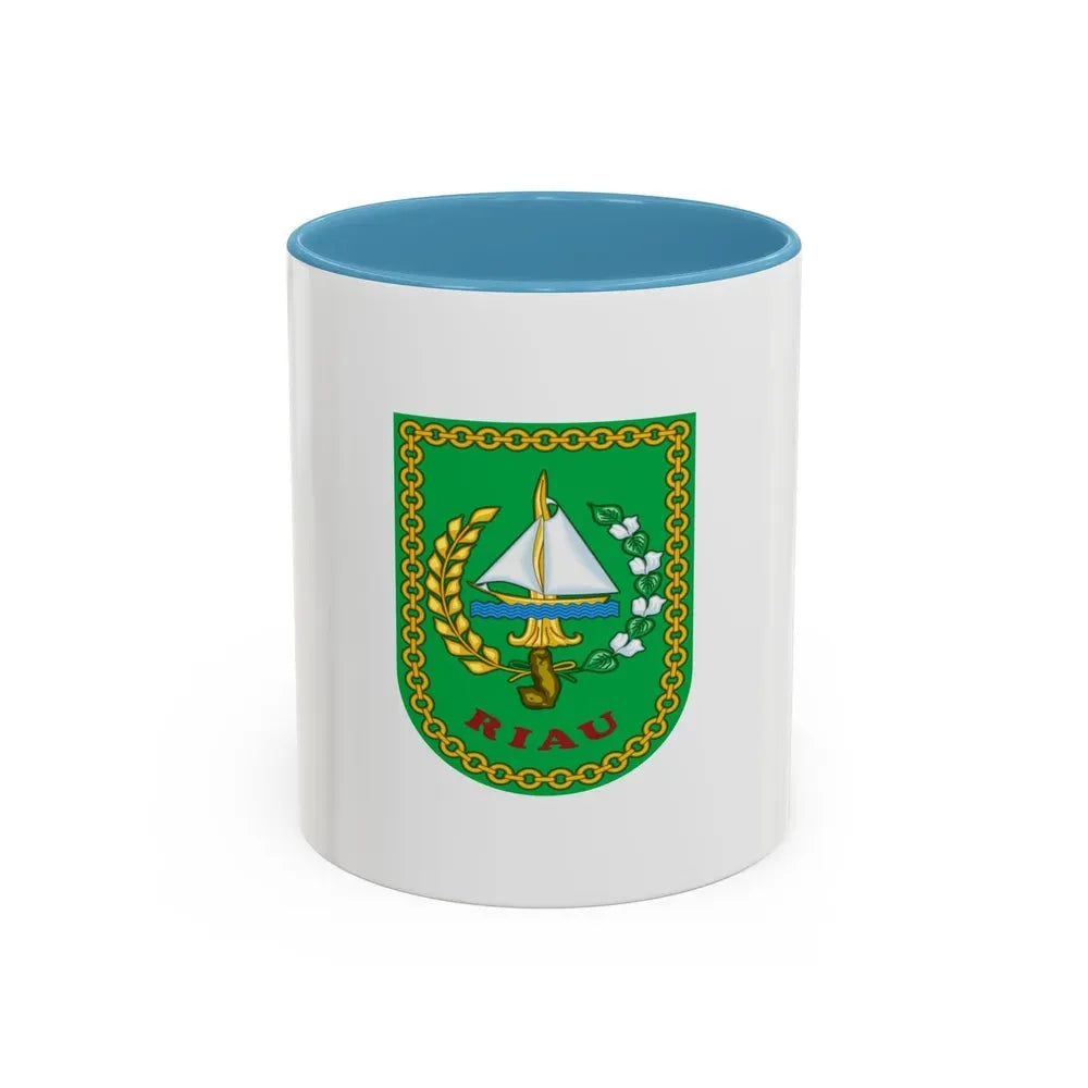 Flag of Riau Indonesia - Accent Coffee Mug 11oz Light Blue - Go Mug Yourself