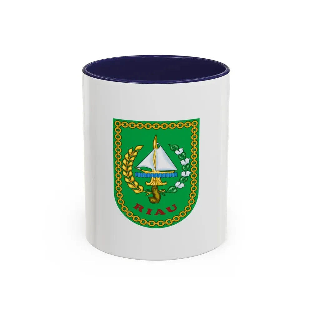 Flag of Riau Indonesia - Accent Coffee Mug 11oz Navy - Go Mug Yourself