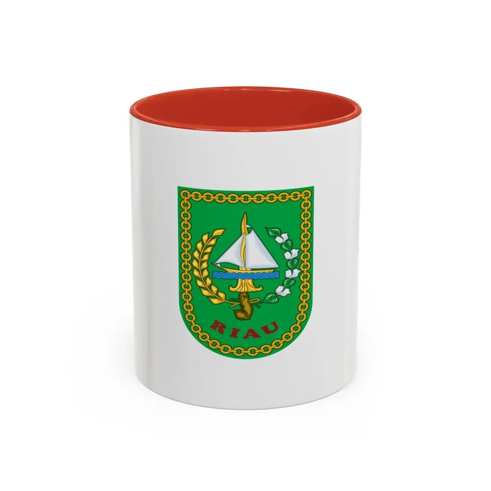 Flag of Riau Indonesia - Accent Coffee Mug 11oz Red - Go Mug Yourself