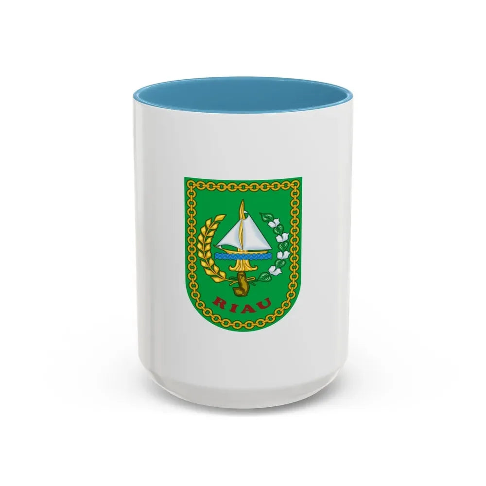 Flag of Riau Indonesia - Accent Coffee Mug 15oz Light Blue - Go Mug Yourself