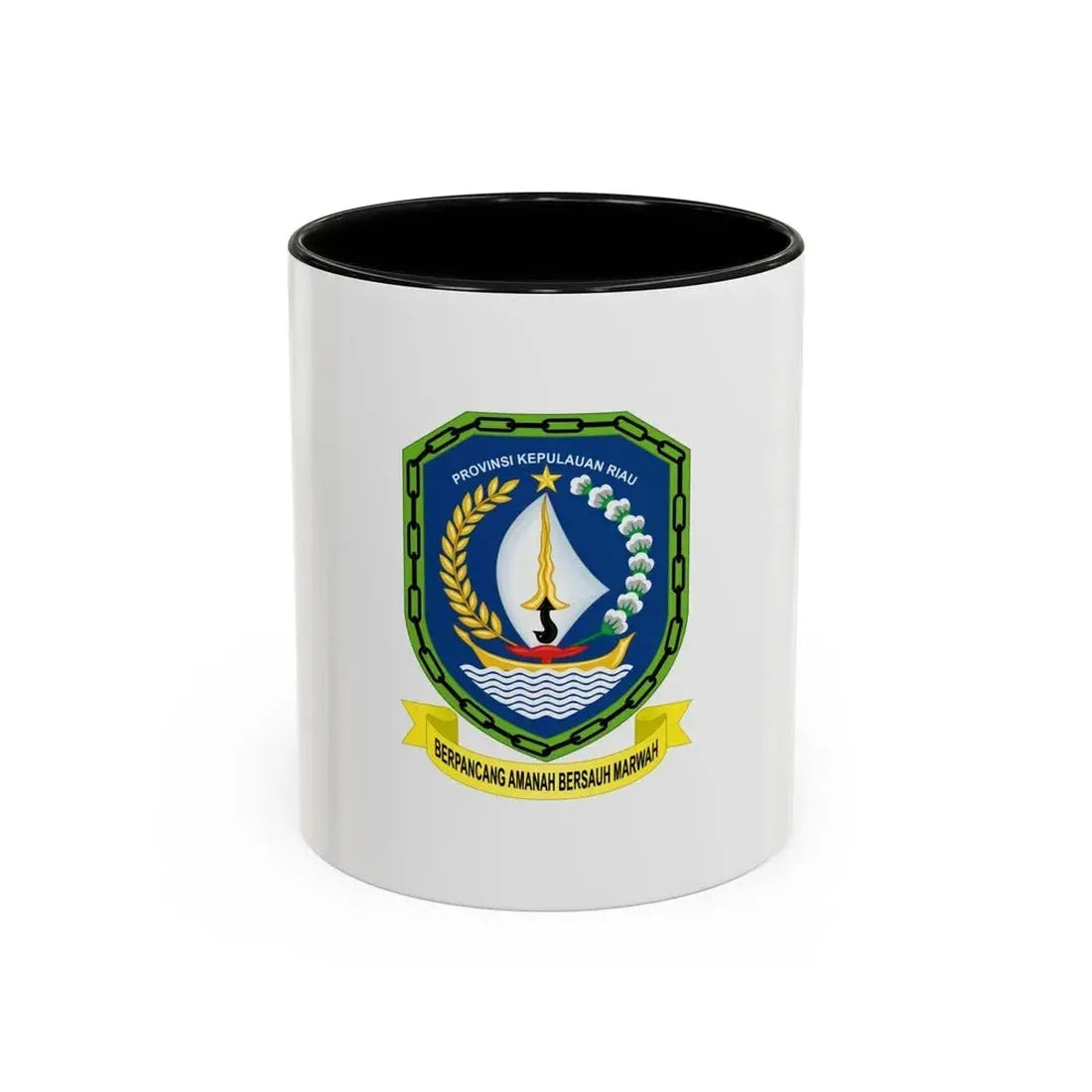 Flag of Riau Islands Indonesia - Accent Coffee Mug 11oz Black - Go Mug Yourself