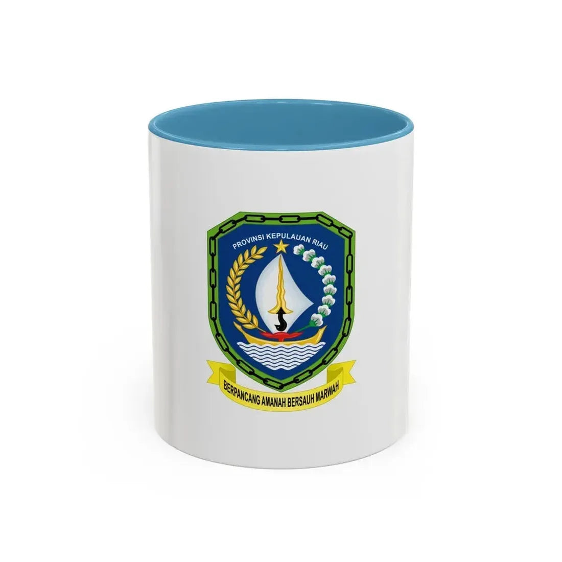 Flag of Riau Islands Indonesia - Accent Coffee Mug 11oz Light Blue - Go Mug Yourself