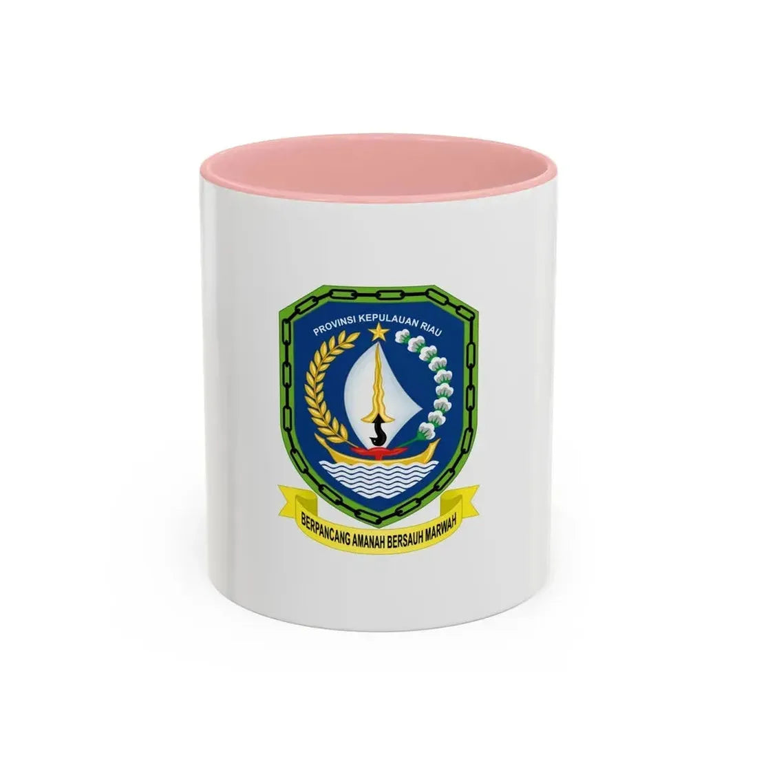 Flag of Riau Islands Indonesia - Accent Coffee Mug 11oz Pink - Go Mug Yourself