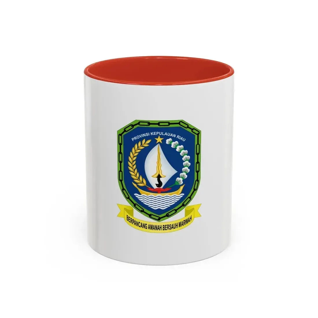 Flag of Riau Islands Indonesia - Accent Coffee Mug 11oz Red - Go Mug Yourself
