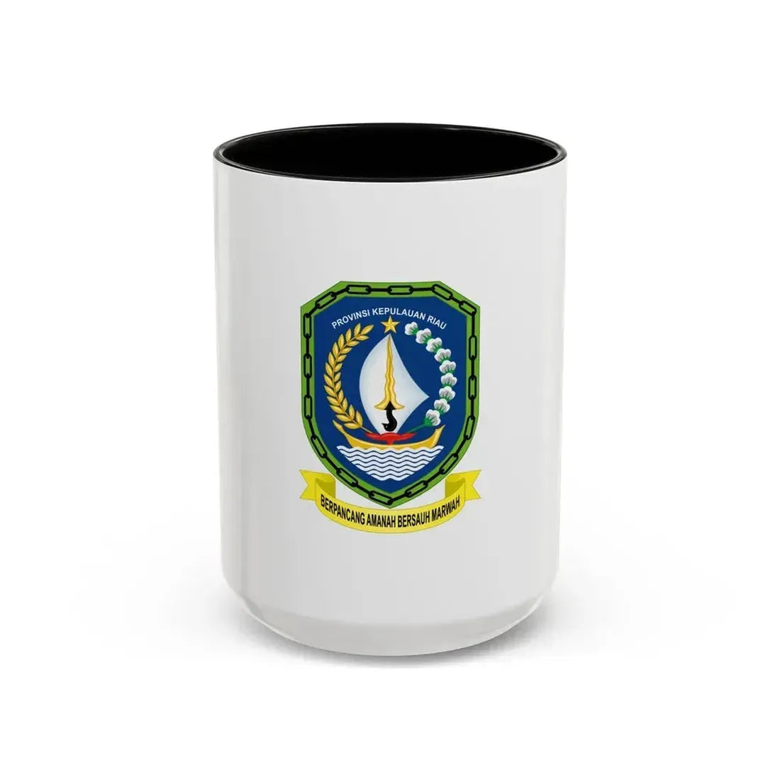 Flag of Riau Islands Indonesia - Accent Coffee Mug 15oz Black - Go Mug Yourself