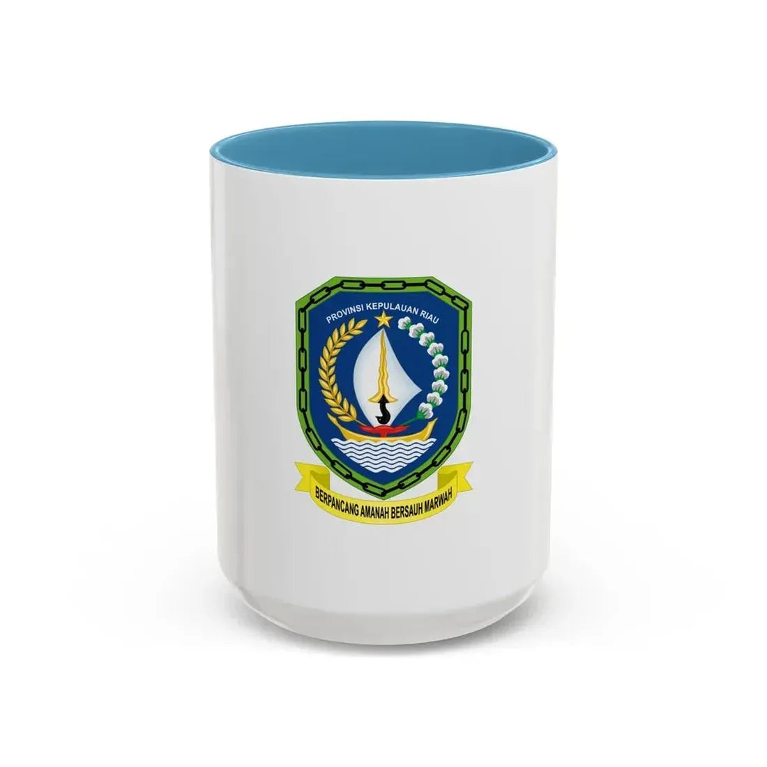 Flag of Riau Islands Indonesia - Accent Coffee Mug 15oz Light Blue - Go Mug Yourself