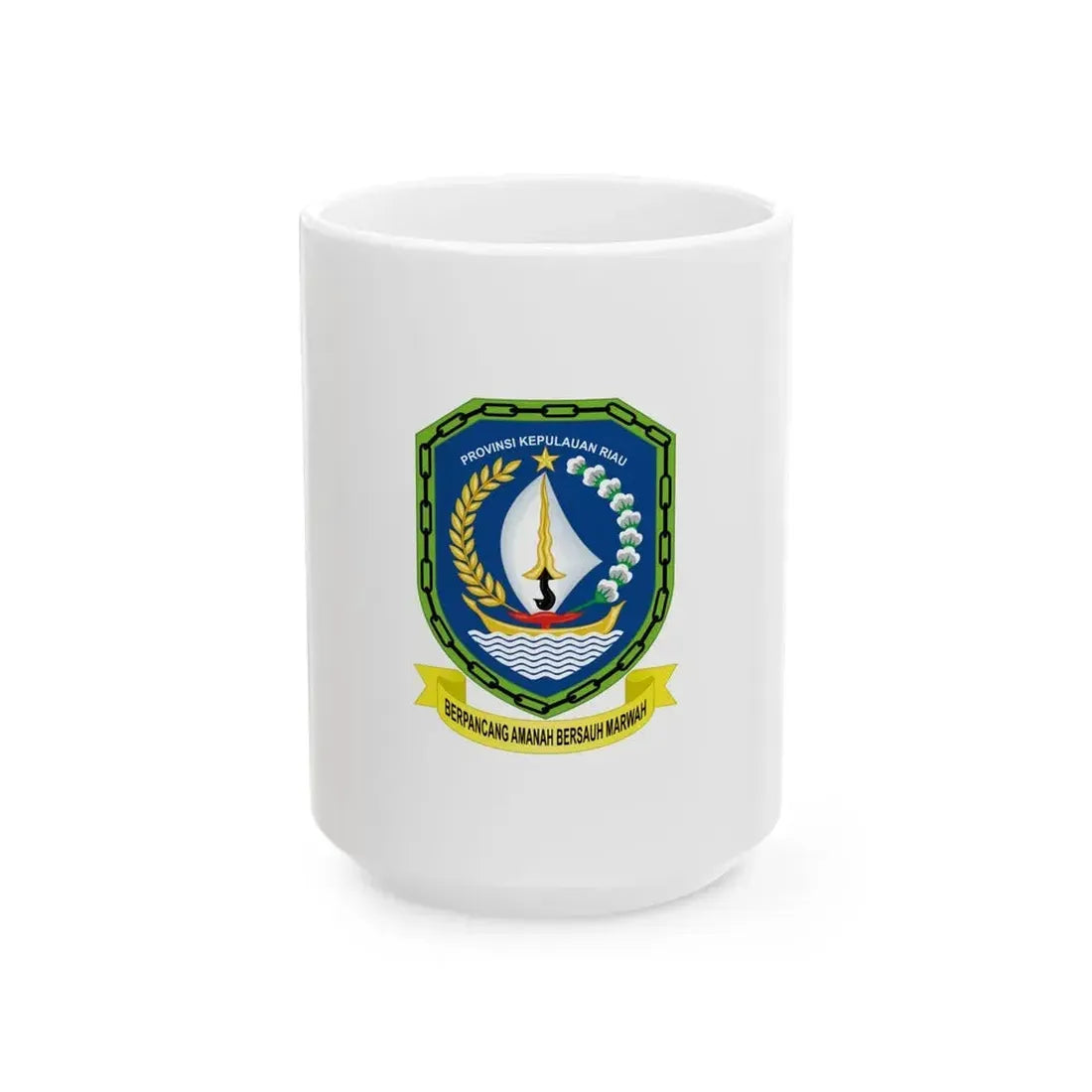 Flag of Riau Islands Indonesia - White Coffee Mug 15oz - Go Mug Yourself