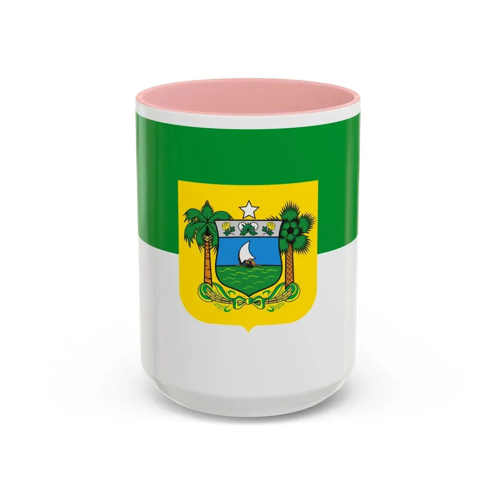 Flag of Rio Grande do Norte Brazil - Accent Coffee Mug 15oz Pink - Go Mug Yourself
