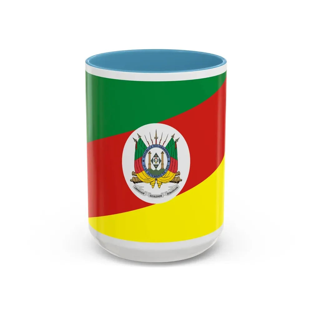 Flag of Rio Grande do Sul Brazil - Accent Coffee Mug 15oz Light Blue - Go Mug Yourself