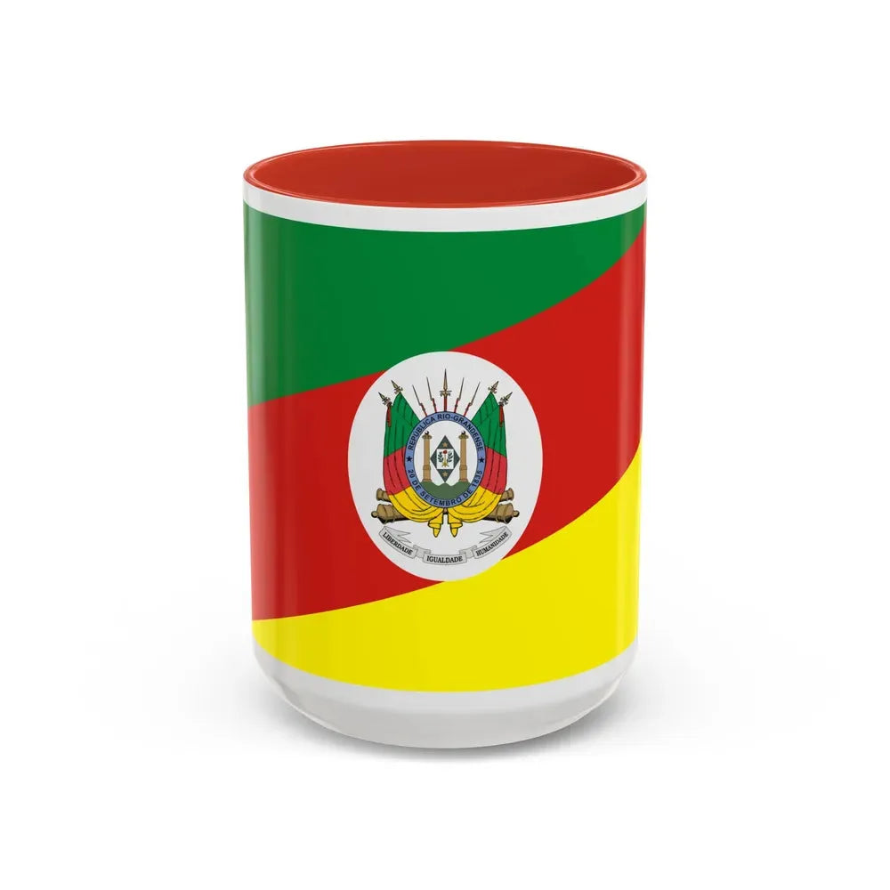 Flag of Rio Grande do Sul Brazil - Accent Coffee Mug 15oz Red - Go Mug Yourself