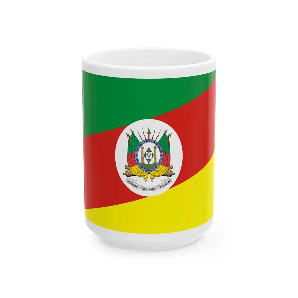 Flag of Rio Grande do Sul Brazil - White Coffee Mug 15oz - Go Mug Yourself