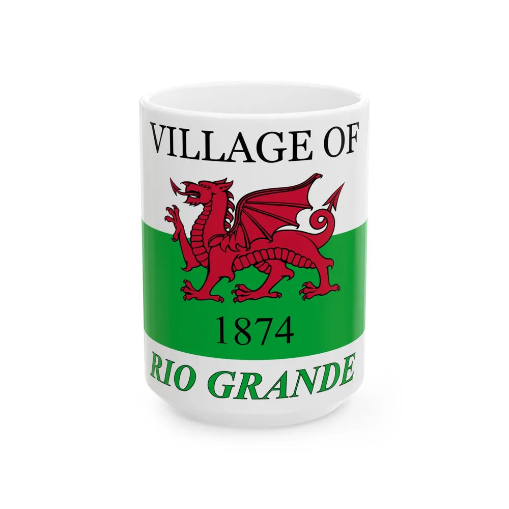 Flag of Rio Grande Ohio (United States) White Coffee Mug 15oz - Go Mug Yourself