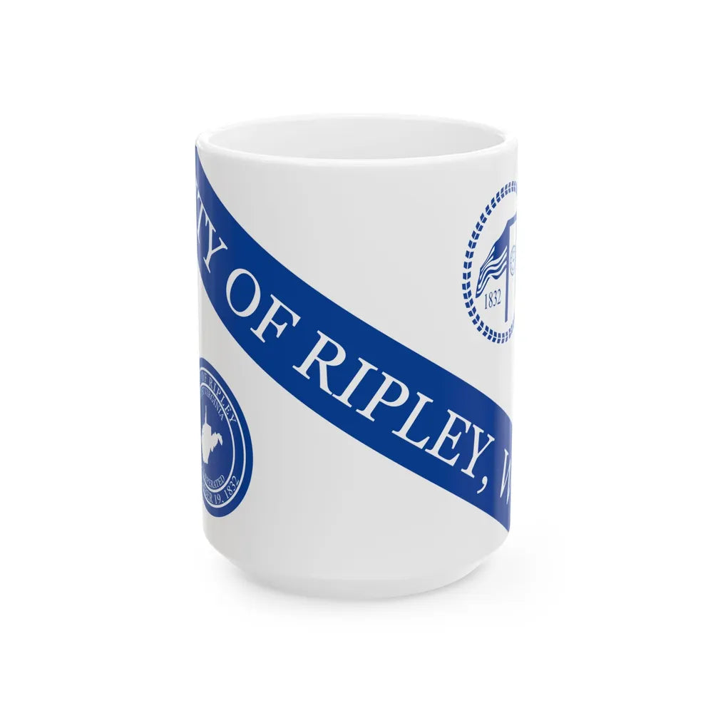 Flag of Ripley West Virginia Until 2013 (United States) White Coffee Mug 15oz - Go Mug Yourself