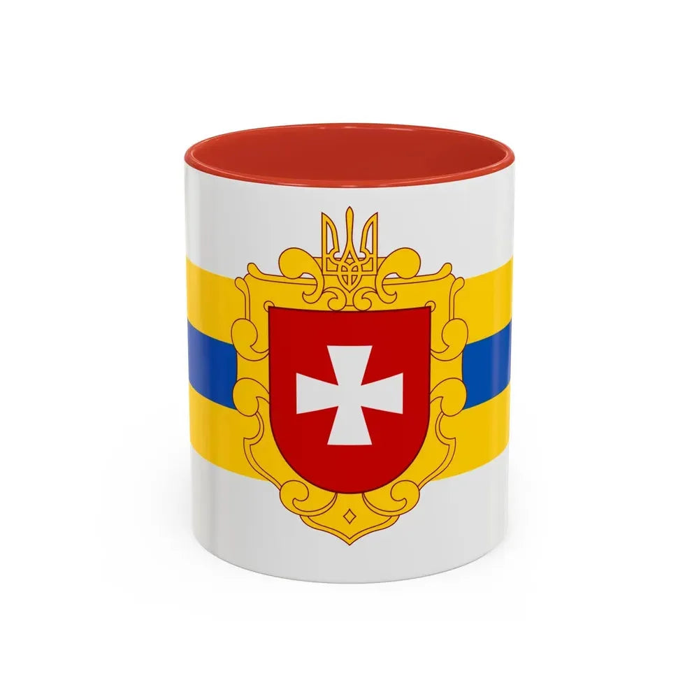 Flag of Rivne Oblast Ukraine - Accent Coffee Mug 11oz Red - Go Mug Yourself