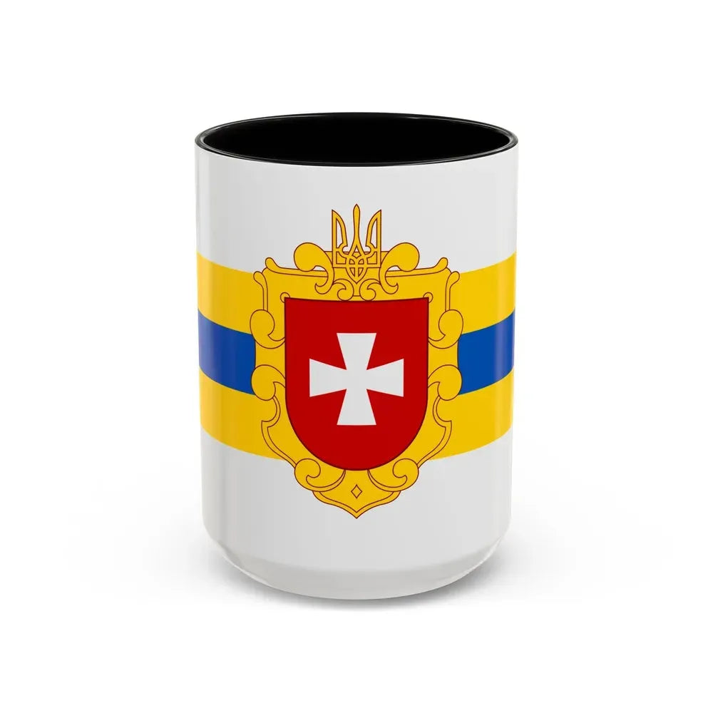Flag of Rivne Oblast Ukraine - Accent Coffee Mug 15oz Black - Go Mug Yourself