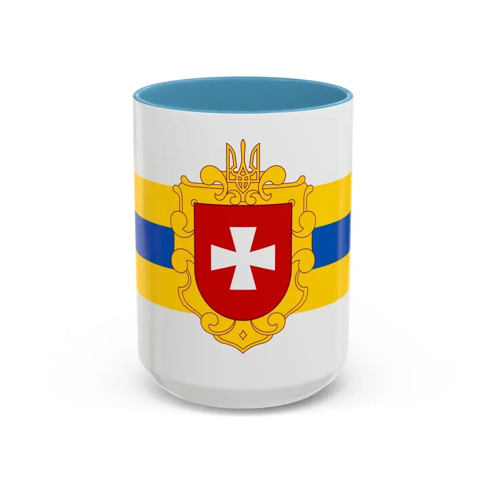 Flag of Rivne Oblast Ukraine - Accent Coffee Mug 15oz Light Blue - Go Mug Yourself