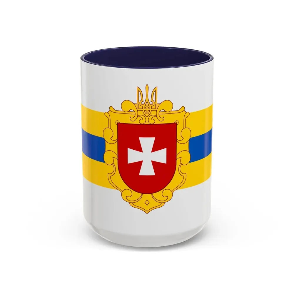 Flag of Rivne Oblast Ukraine - Accent Coffee Mug 15oz Navy - Go Mug Yourself
