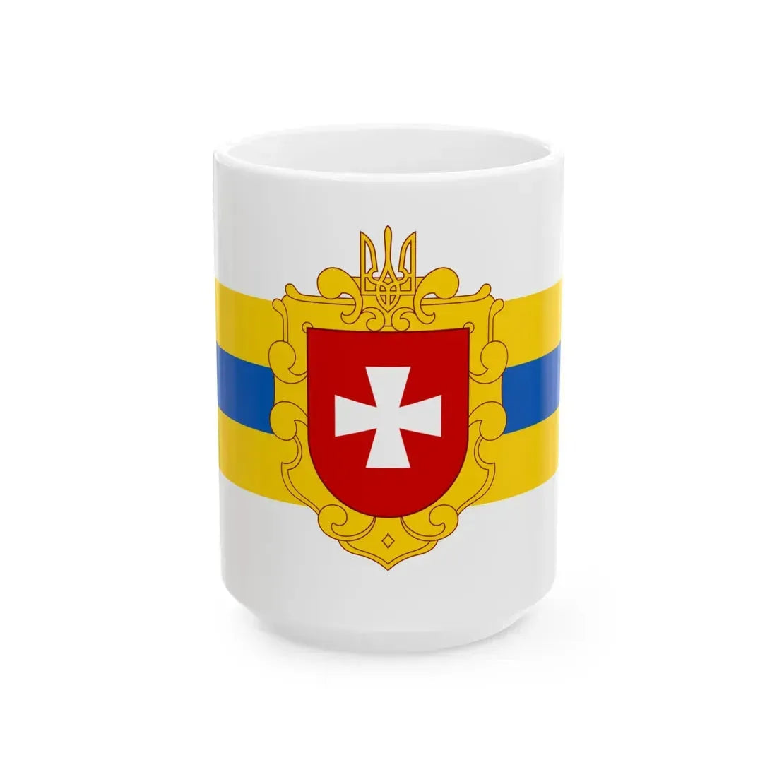 Flag of Rivne Oblast (Ukraine) White Coffee Mug 15oz - Go Mug Yourself