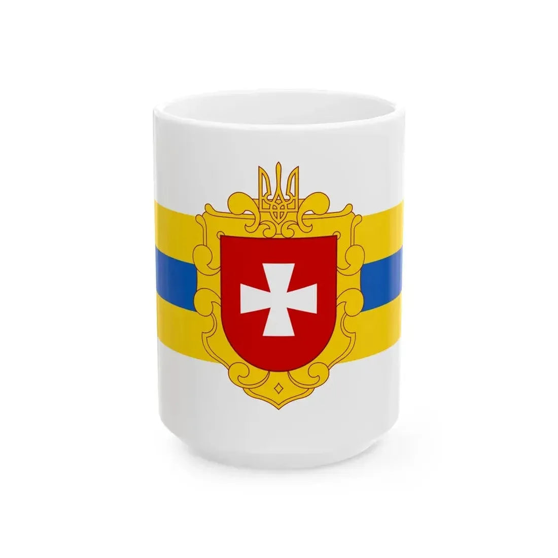 Flag of Rivne Oblast Ukraine - White Coffee Mug 15oz - Go Mug Yourself