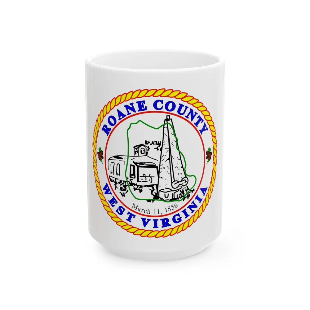 Flag of Roane County West Virginia (United States) White Coffee Mug 15oz - Go Mug Yourself
