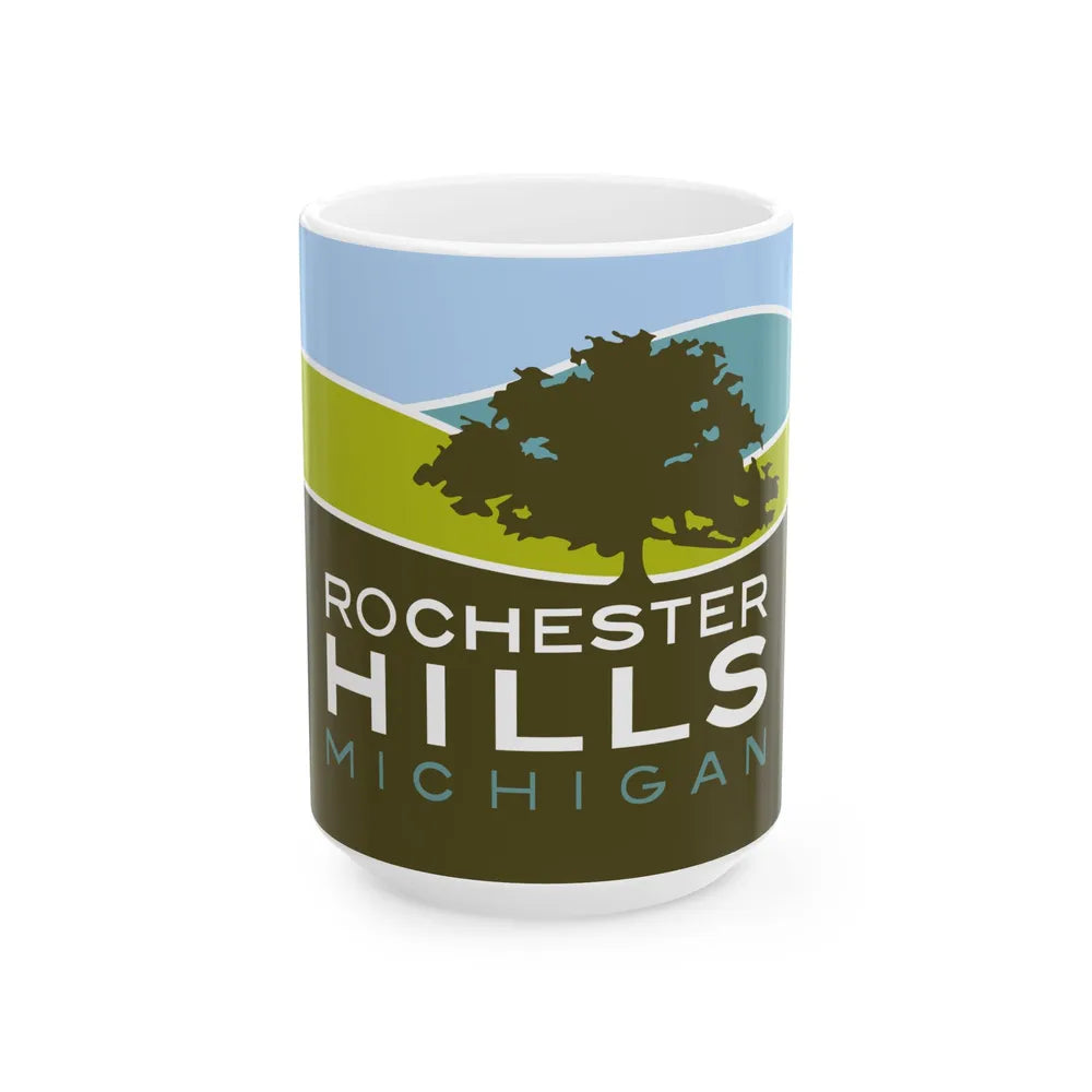Flag of Rochester Hills Michigan (United States) White Coffee Mug 15oz - Go Mug Yourself