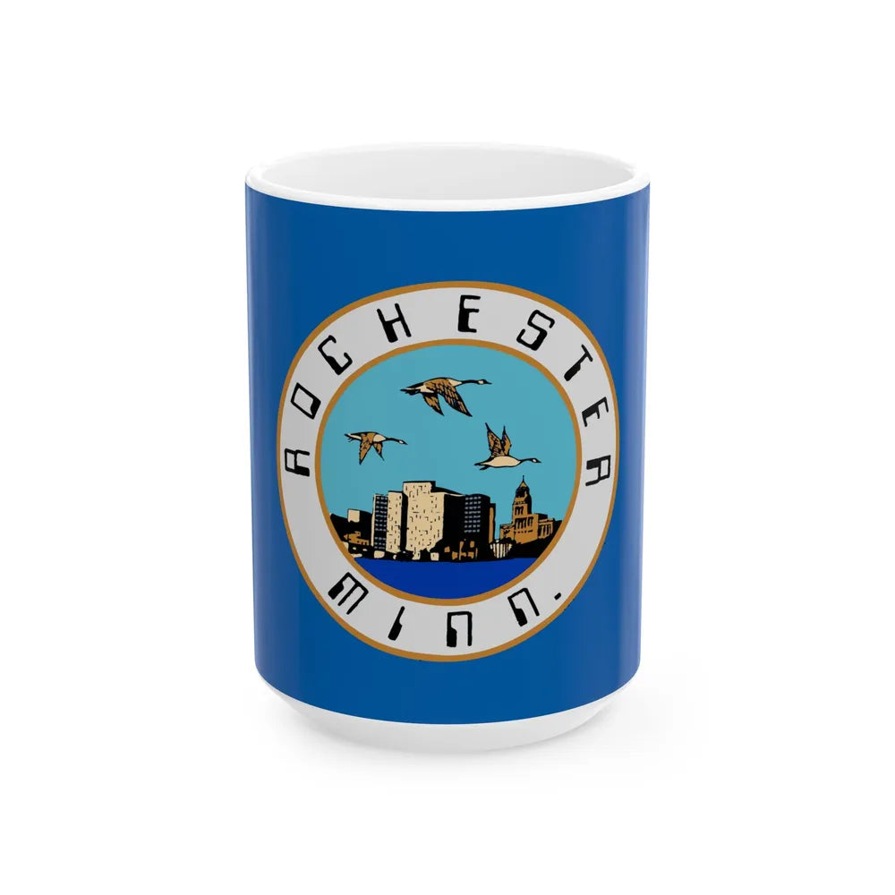 Flag of Rochester Minnesota (United States) White Coffee Mug 15oz - Go Mug Yourself