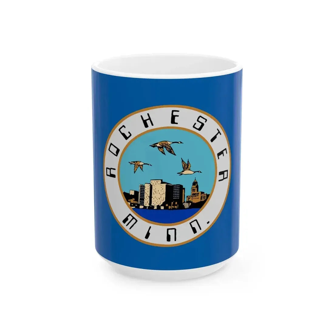 Flag of Rochester Minnesota (United States) White Coffee Mug 15oz - Go Mug Yourself