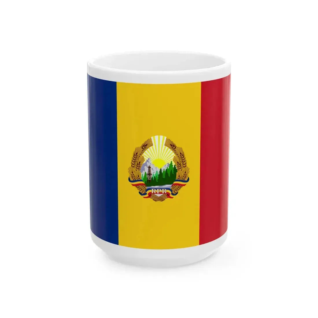 Flag of Romania 1948-1952 (Oman) White Coffee Mug 15oz - Go Mug Yourself