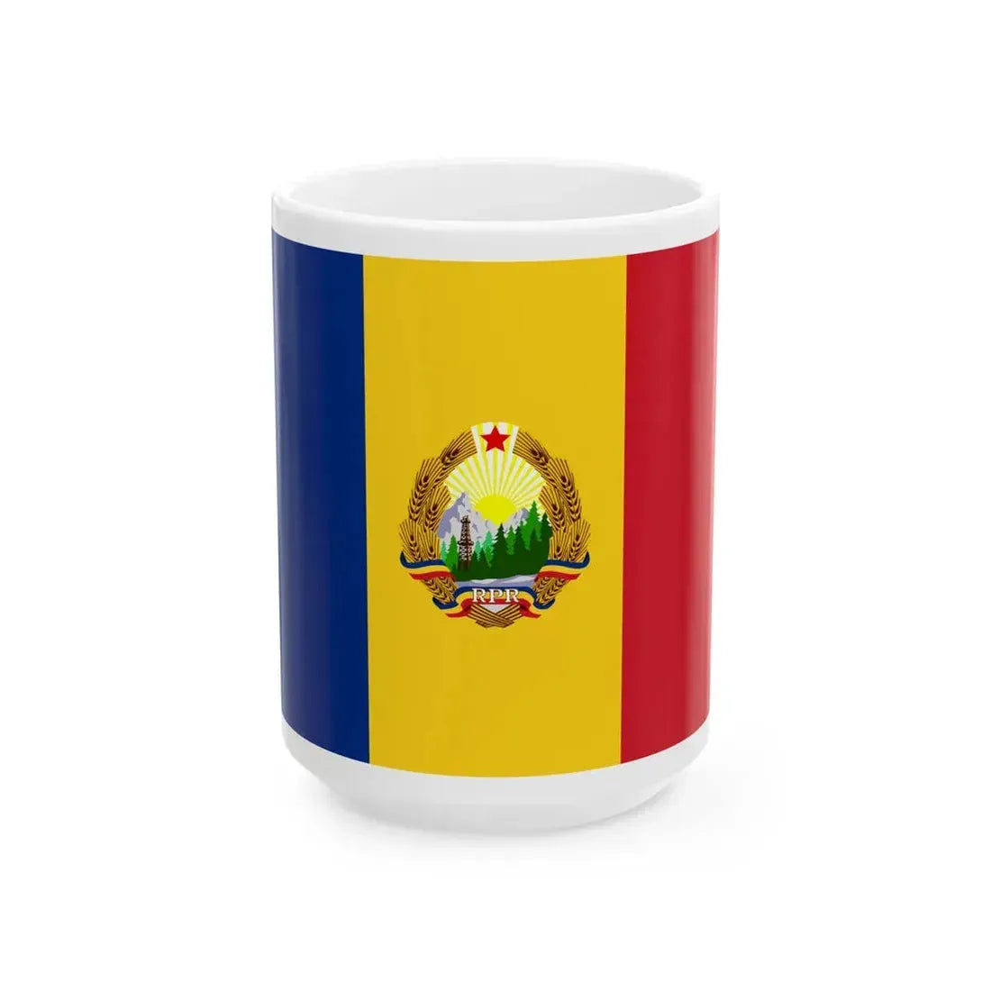 Flag of Romania 1952-1965 (Oman) White Coffee Mug 15oz - Go Mug Yourself