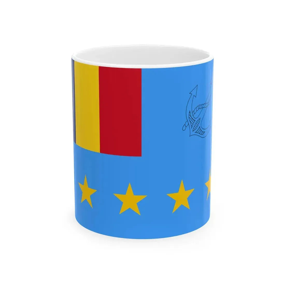 Flag of Romanian Chief of Naval Staff (Oman) White Coffee Mug 11oz - Go Mug Yourself