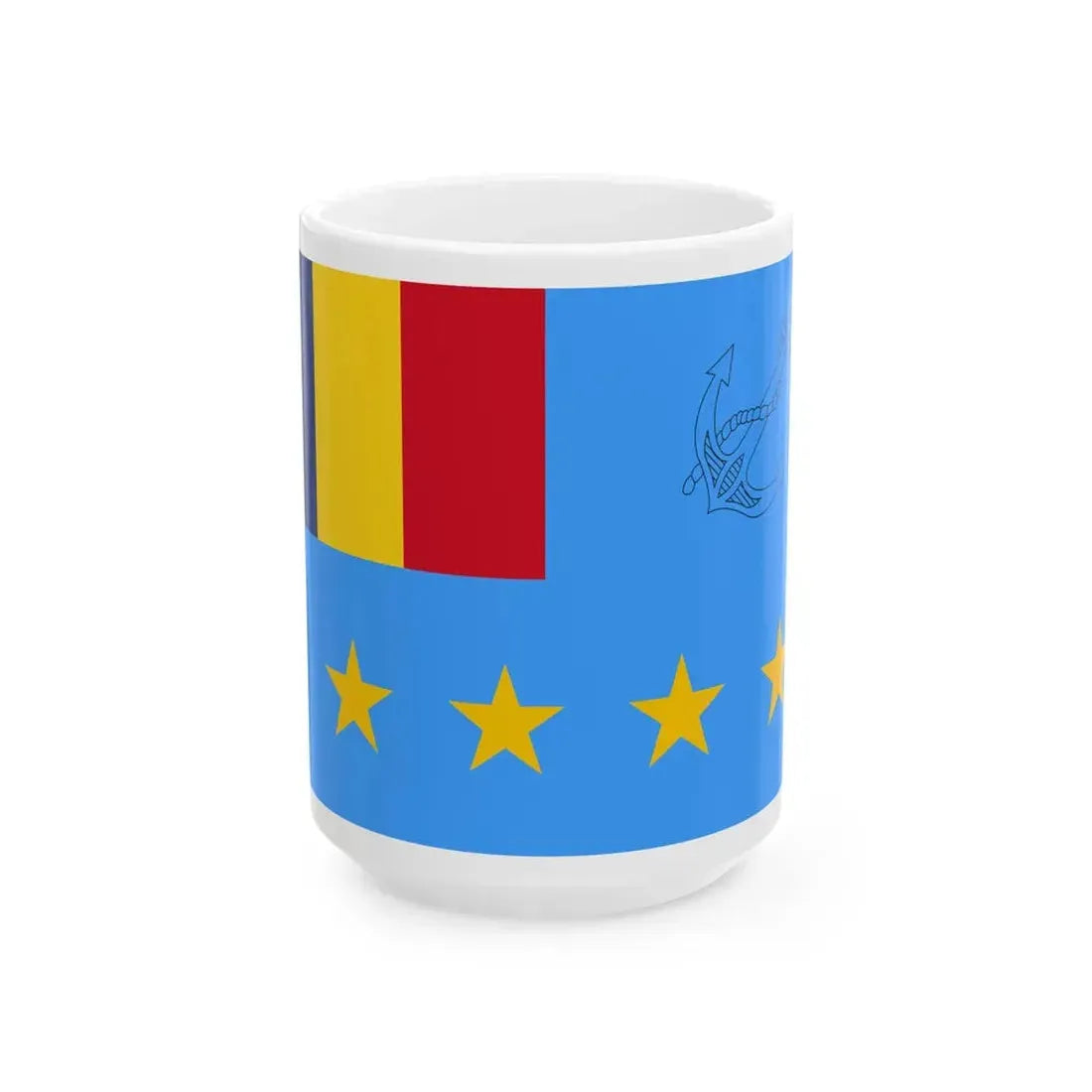 Flag of Romanian Chief of Naval Staff (Oman) White Coffee Mug 15oz - Go Mug Yourself