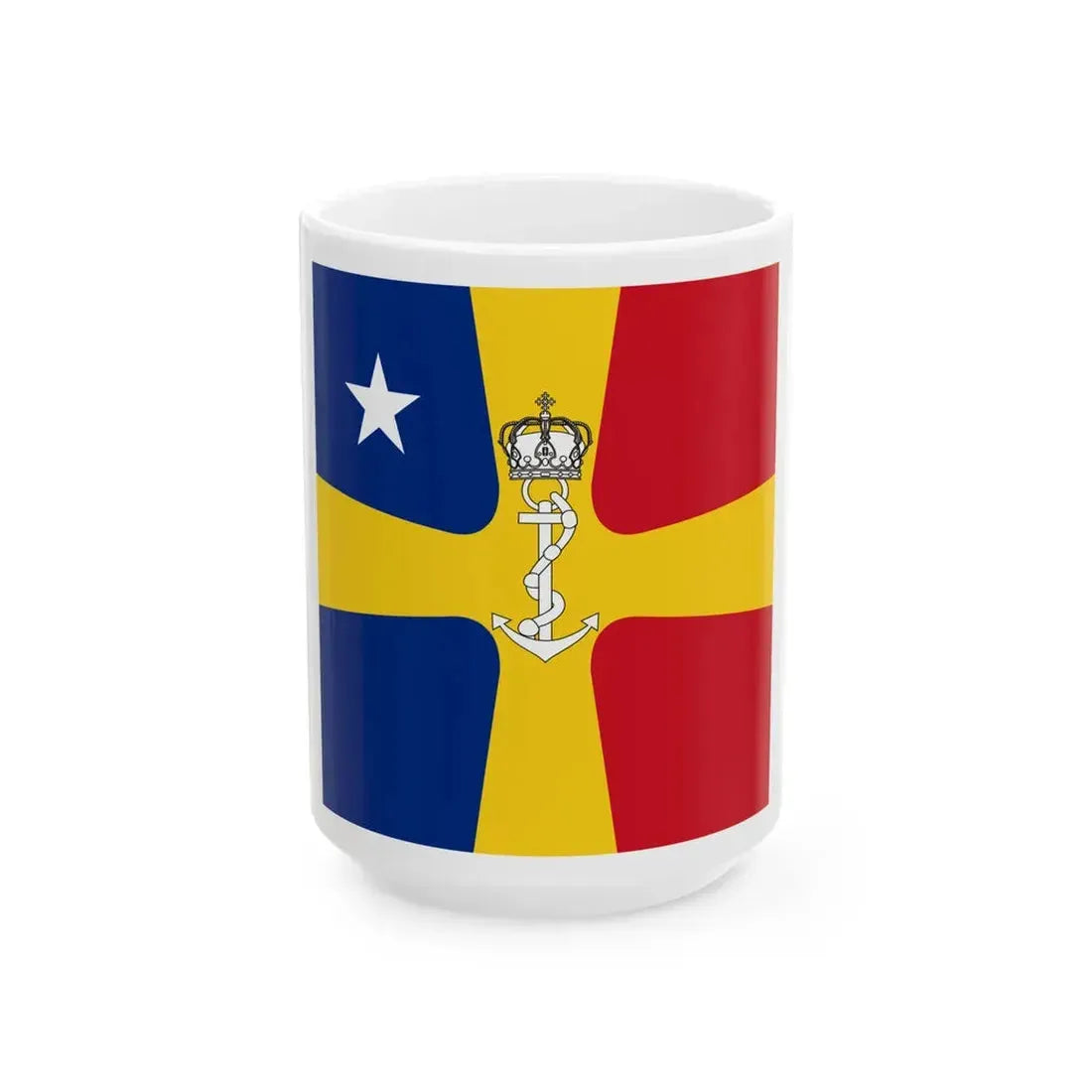 Flag of Romanian Commander of the Navy as Rear Admiral WWII (Oman) White Coffee Mug 15oz - Go Mug Yourself