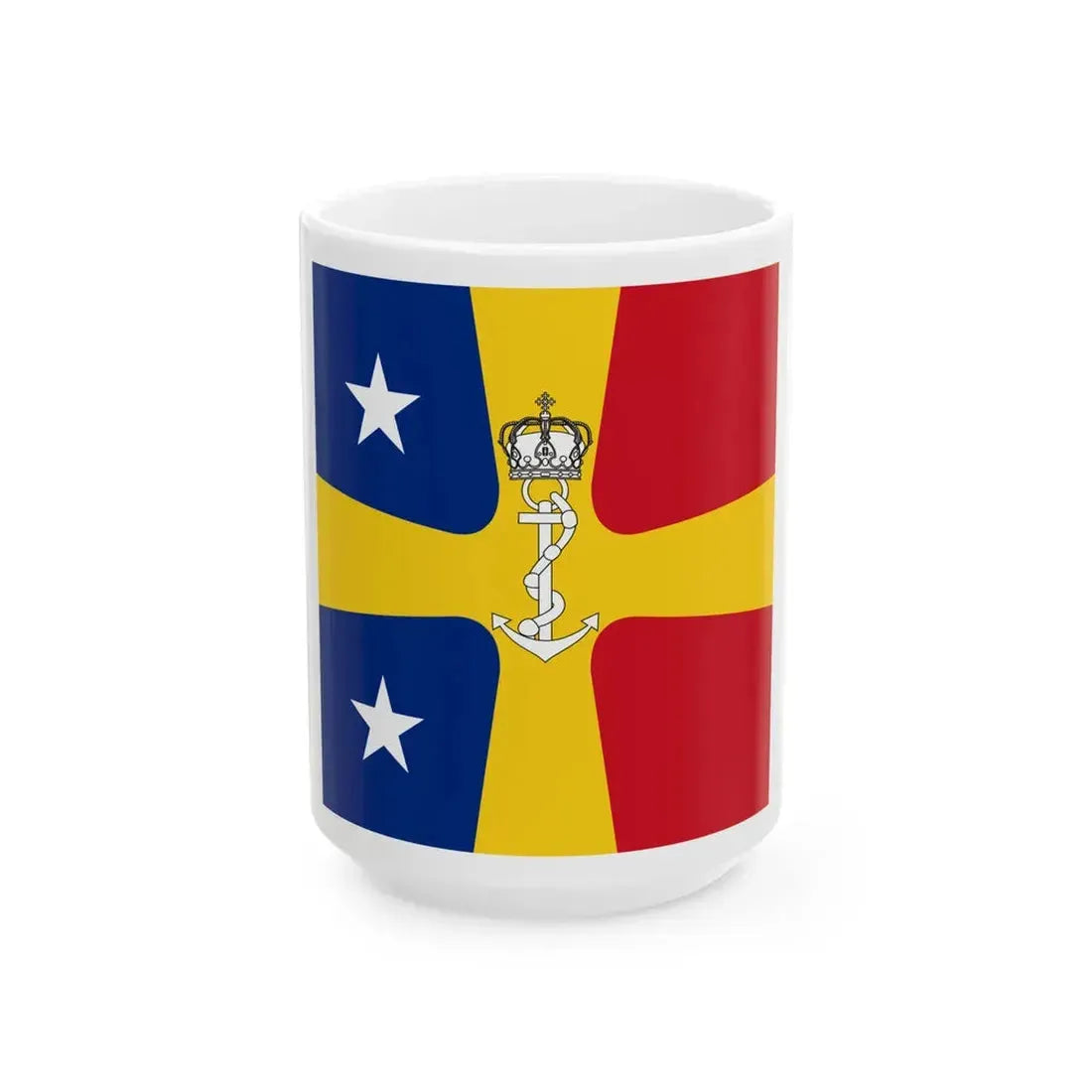 Flag of Romanian Commander of the Navy as Vice Admiral WWII (Oman) White Coffee Mug 15oz - Go Mug Yourself