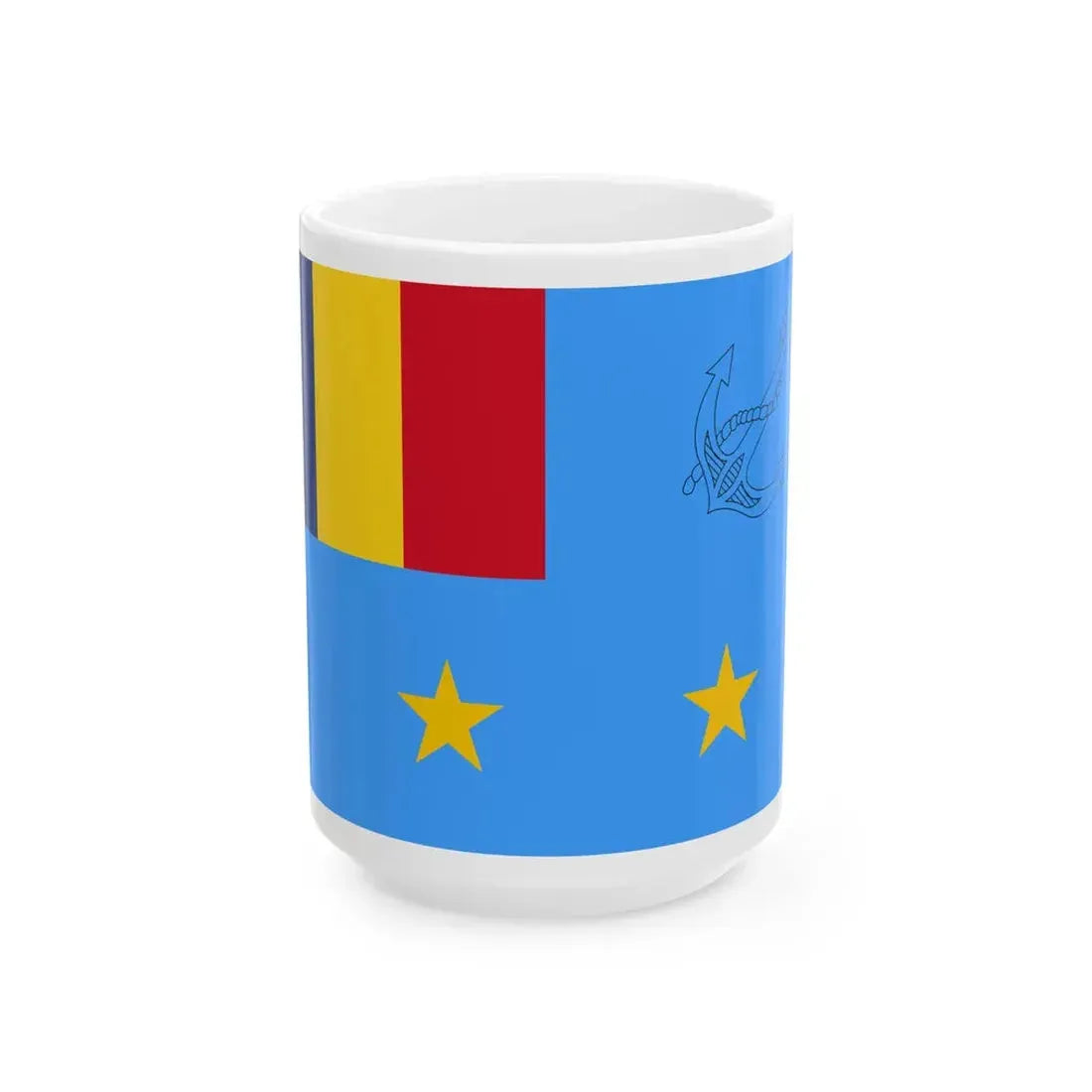 Flag of Romanian Fleet or Flotilla Commander (Oman) White Coffee Mug 15oz - Go Mug Yourself