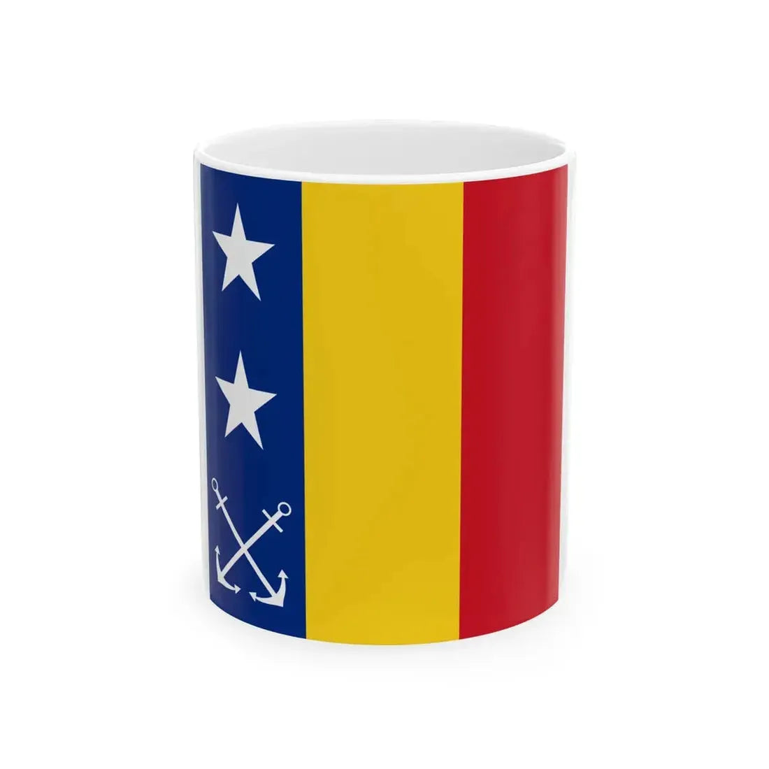 Flag of Romanian Vice admiral as chief of navy 1939 (Oman) White Coffee Mug 11oz - Go Mug Yourself