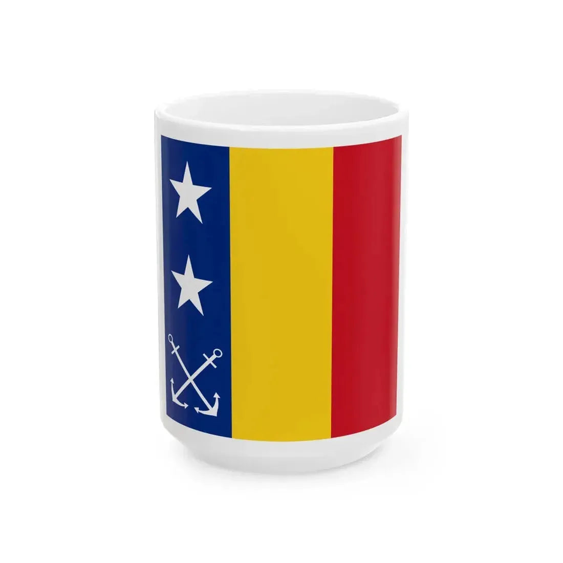 Flag of Romanian Vice admiral as chief of navy 1939 (Oman) White Coffee Mug 15oz - Go Mug Yourself