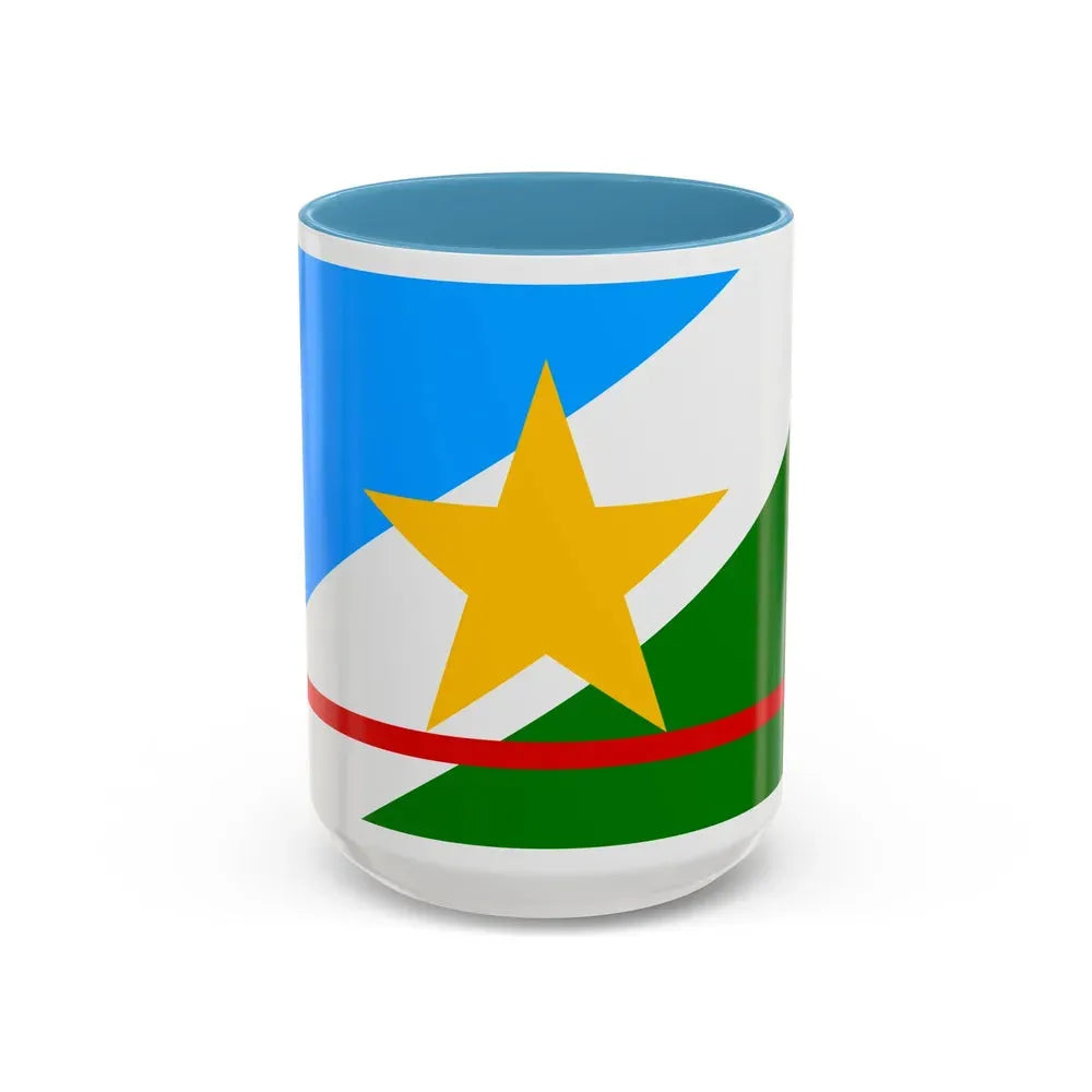 Flag of Roraima Brazil - Accent Coffee Mug 15oz Light Blue - Go Mug Yourself