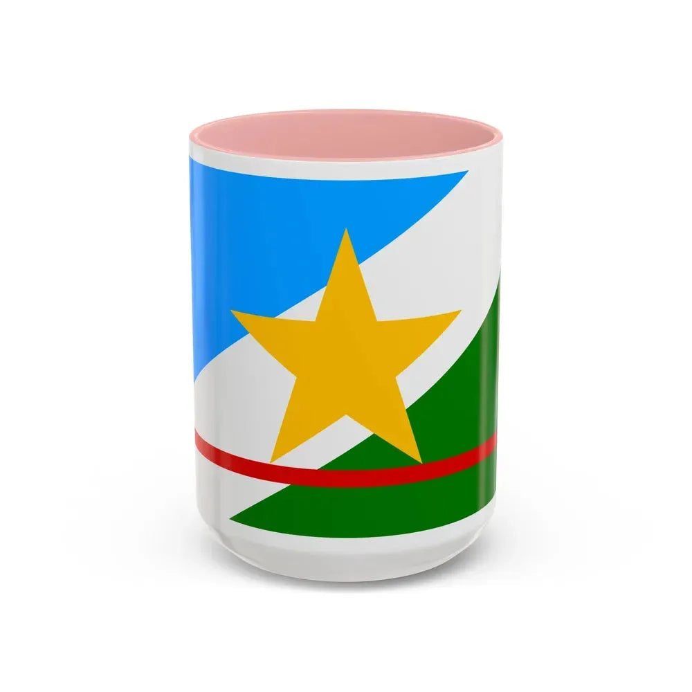 Flag of Roraima Brazil - Accent Coffee Mug 15oz Pink - Go Mug Yourself