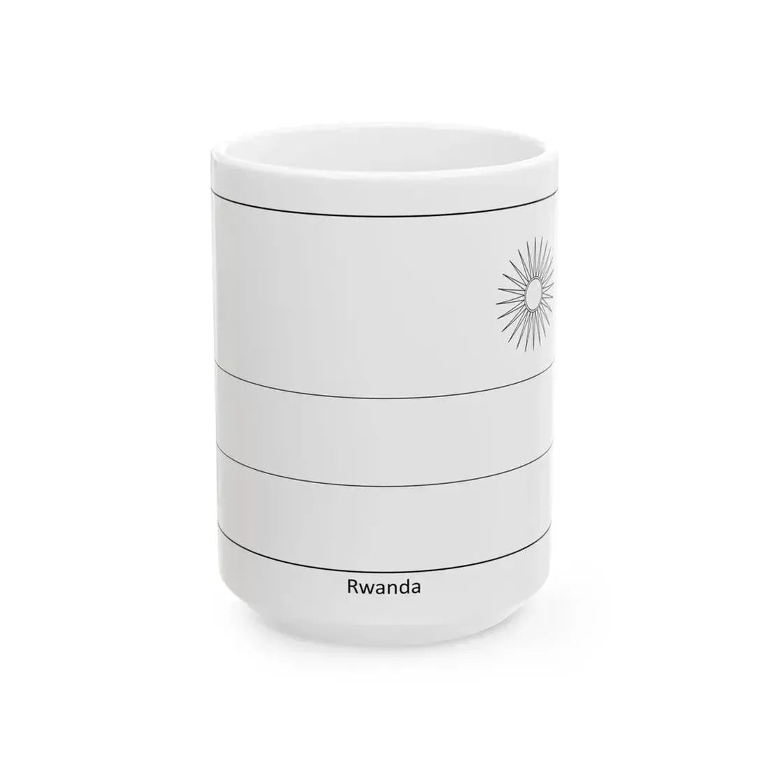 Flag of Rwanda colouring page (Rwanda) White Coffee Mug 15oz - Go Mug Yourself