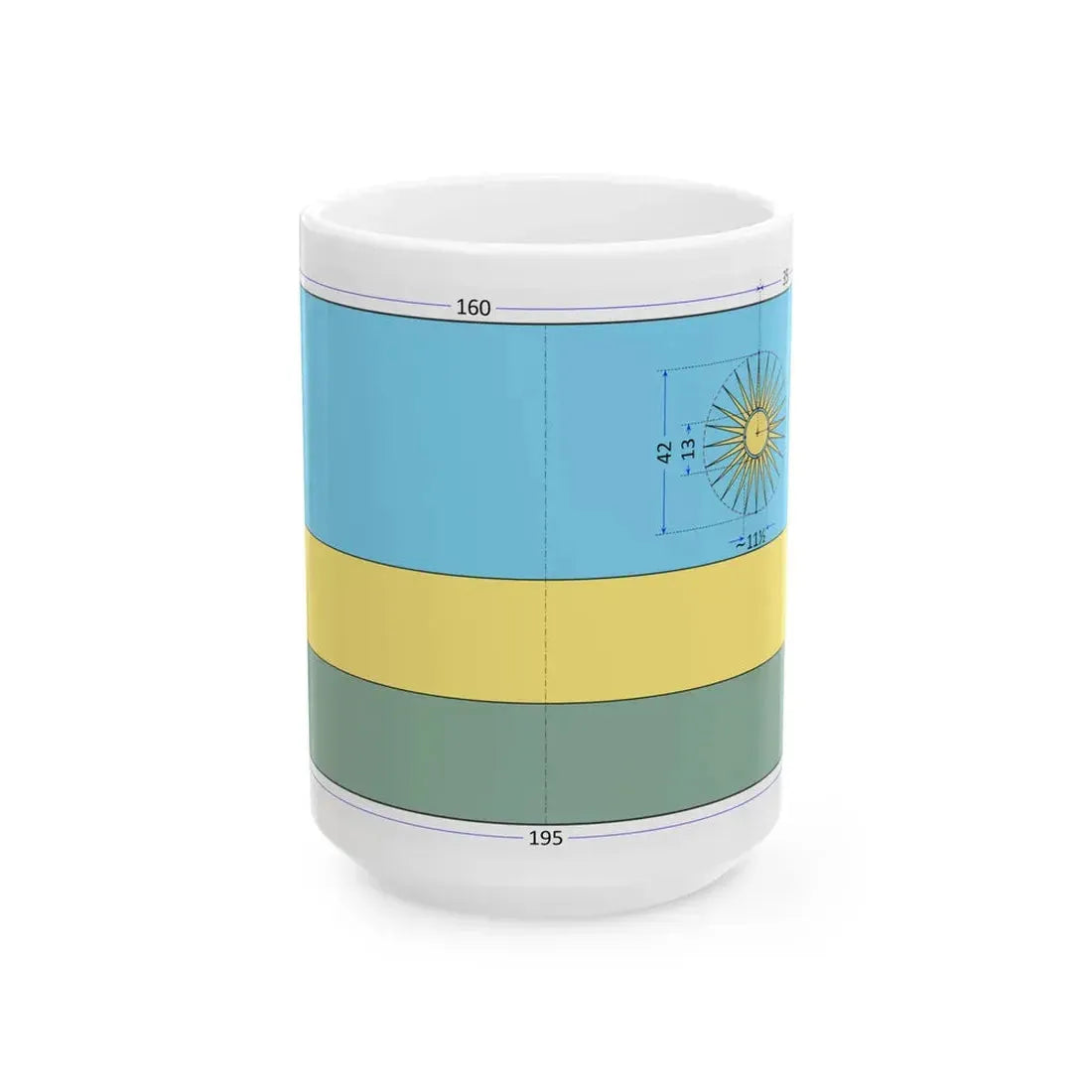 Flag of Rwanda construction sheet (Rwanda) White Coffee Mug 15oz - Go Mug Yourself