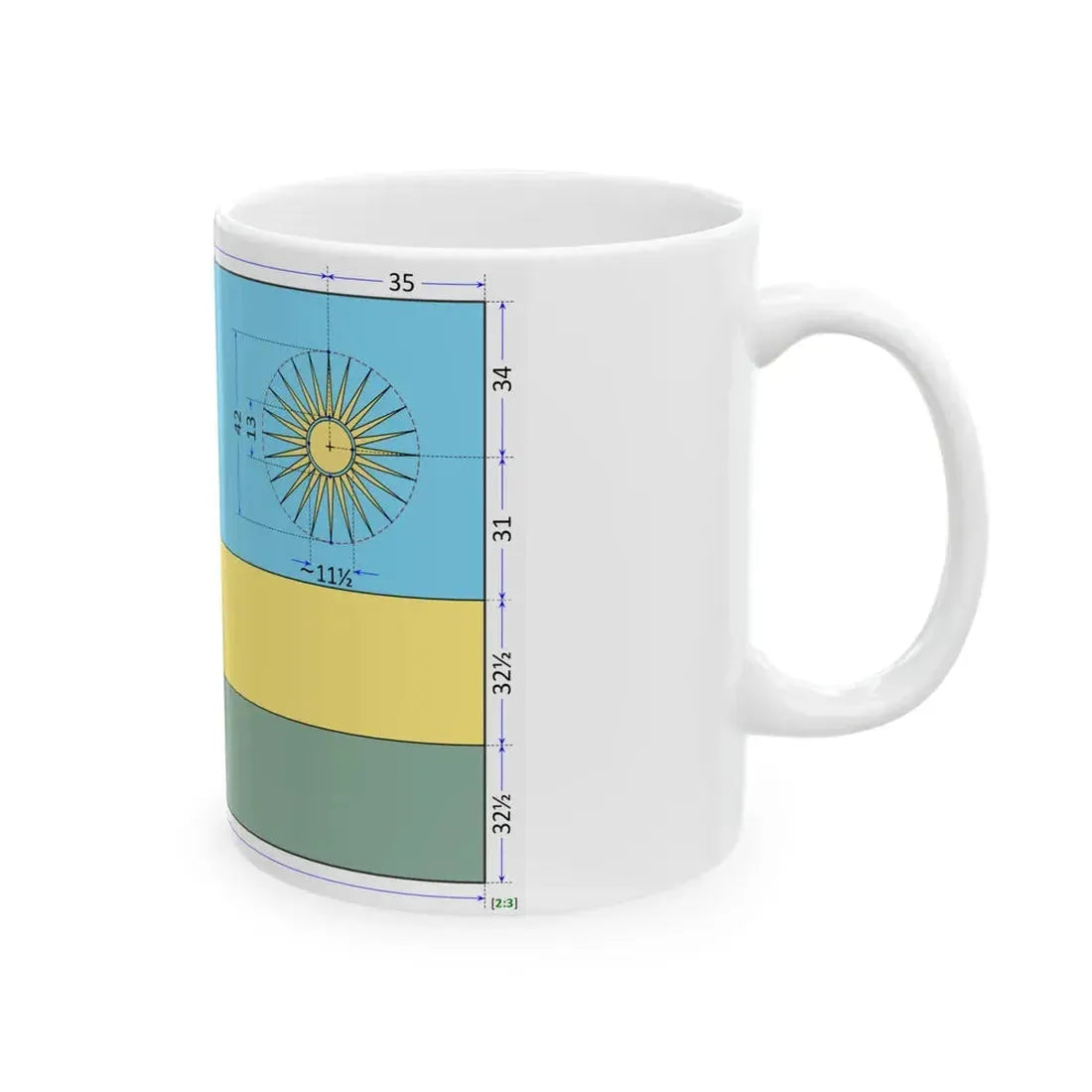 Flag of Rwanda construction sheet (Rwanda) White Coffee Mug - Go Mug Yourself