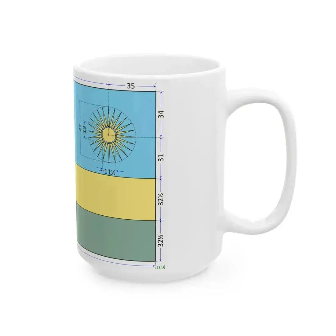 Flag of Rwanda construction sheet (Rwanda) White Coffee Mug - Go Mug Yourself